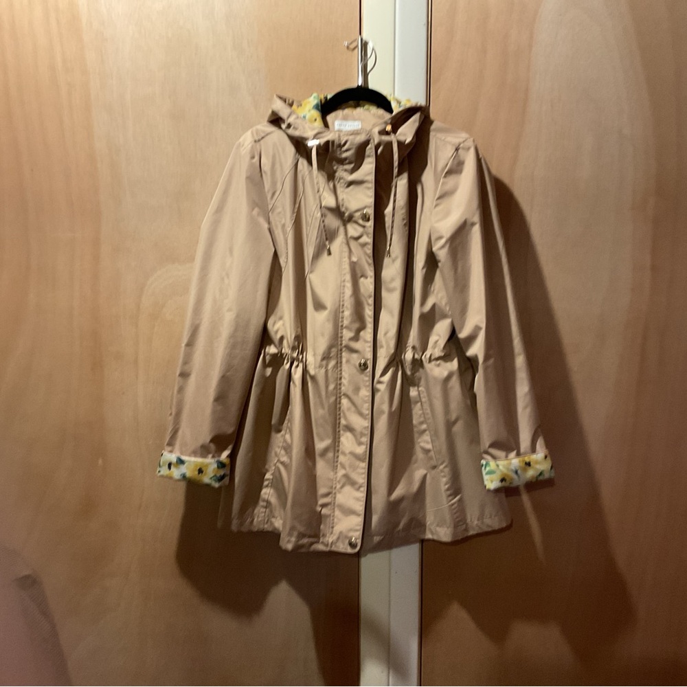 Susan Graver Beige Hooded Raincoat for Women